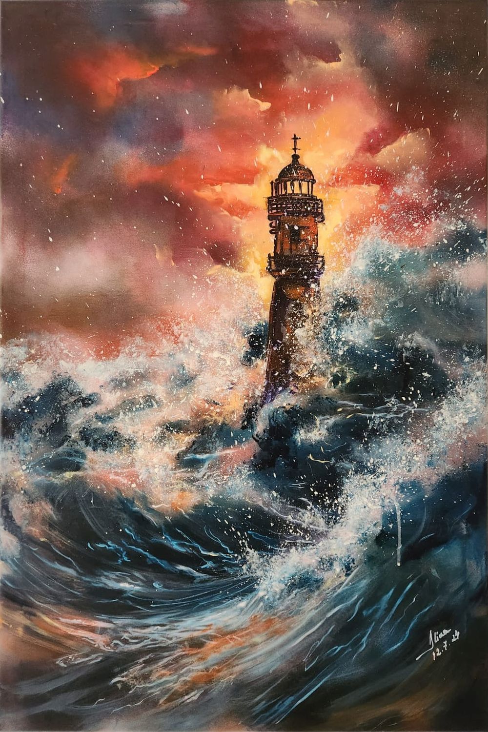 ArteDiAlina.com painting: You're the lighthouse in my storm